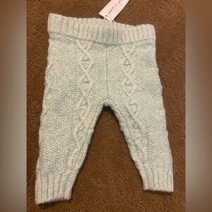 Janie & Jack Unisex Winter Cable Knit Sweater Mint Green Leggings